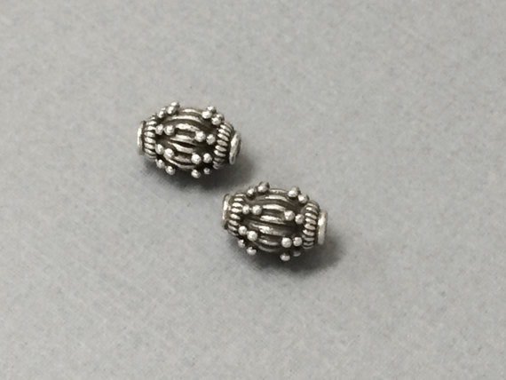 Bali Beads Oxidized Antiqued Sterling Silver 1 Pcs, 925 Sterling Silver - VJ90 - BeadPrism
