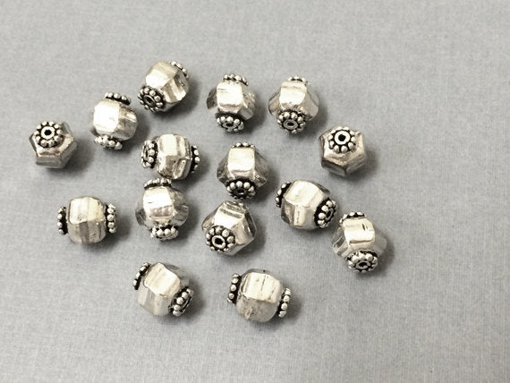 Bali Beads Oxidized Antiqued Sterling Silver 2 Pcs, 925 Sterling Silver - G2 (VJ57) - BeadPrism