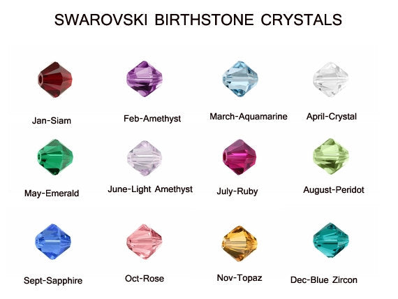 1200Pc Swarovski Birthstone 4mm Bicones Crystal Beads 5328 - 100 of each month -5328-4BS1200 - BeadPrism