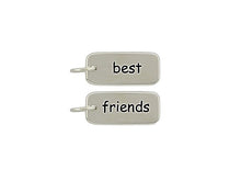 Load image into Gallery viewer, Best Friend Sterling Silver Friendship Word Tag Charm Pendant, Friend Double Sided Necklace - SP934 - BeadPrism