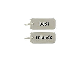 Best Friend Sterling Silver Friendship Word Tag Charm Pendant, Friend Double Sided Necklace - SP934 - BeadPrism