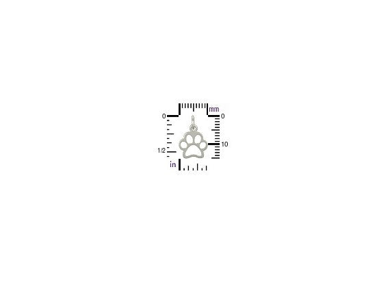 Small Paw Print Sterling Silver Charm Pendant - Paw Charms - Furry Animal Jewelry Charm- SP936 - BeadPrism