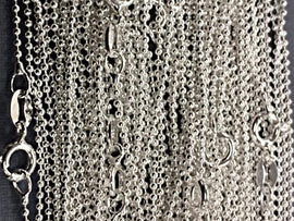 1.2mm Sterling Silver Ball Bead Chain 14, 16, 18, 20, 24, 30 in Necklace Italy Marked 925 - SC12BCXX - BeadPrism