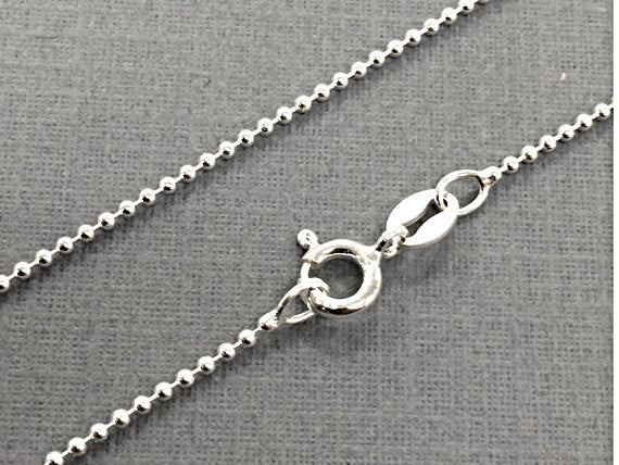 10 pc 925 Sterling Silver 1.2mm Bead Chain 14,16,18,20,24,30" Italy Necklace Mark 925 - SC12BCXX-10 - BeadPrism