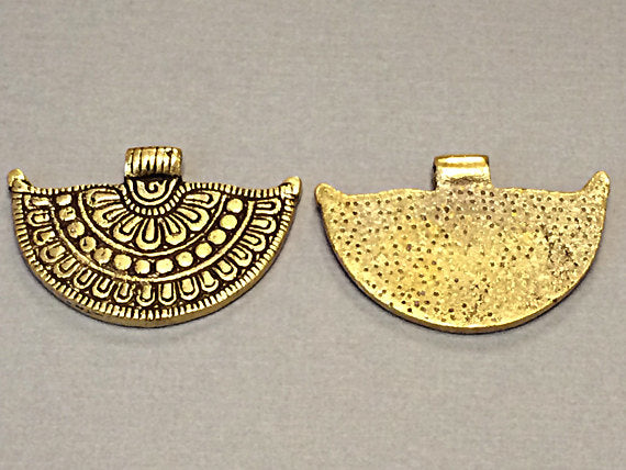 Tribal Amulet Brass Pendant, Antique Sunburst Design Ethnic, Vintage, 2.25 Inch - AP119 - BeadPrism