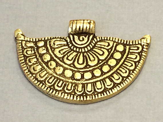 Tribal Amulet Brass Pendant, Antique Sunburst Design Ethnic, Vintage, 2.25 Inch - AP119 - BeadPrism