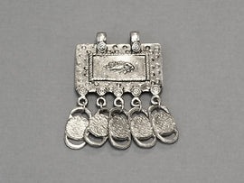 Indian Amulet Pendant - Antique Silver Finish Ethnic, Tribal, Vintage- Large 2.25 Inch - AP117 - BeadPrism