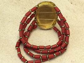 Tibetan Bracelet Turquoise Lapis Inlay Coral Red Beads 2.5 inch Center piece- TB101 - BeadPrism