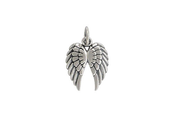 Double Angel Wing Sterling Silver Angel Wing Charm -- Sterling Silver SP939 - BeadPrism