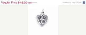 5pc Baby Footprints Heart Sterling Silver Charm Pendant Wholesale - SP567 - BeadPrism