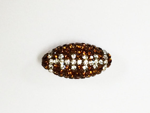 Crystal Bling Football Bead, Rhinestone Pave Set Sports Beads 21mm 1.5mm Hole Beads - RF108 - BeadPrism