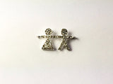 Micro Pave Set Rhinestone Bling Boy Girl, Silver Plated, Connector Charm - Rf104SP