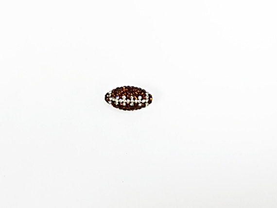 10Pc Crystal Bling Football Bead, Rhinestone Pave Set Sports Beads 21mm 1.5mm Hole Beads -RF108-10 - BeadPrism