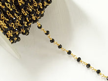 Load image into Gallery viewer, 40% OFF 3 Feet  Black Spinel 3mm Faceted Gold Plated Wire Wrapped Chain -CHGS17-BS - BeadPrism