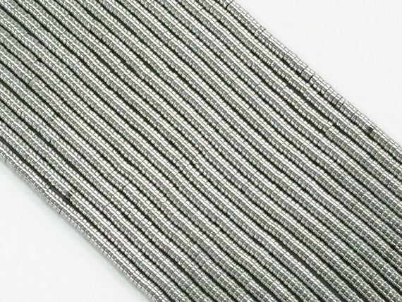 3mm Heishi Beads Silver Hematite Gemstone Strand 16 Inch 400 beads Aprrox. SCH011 - BeadPrism