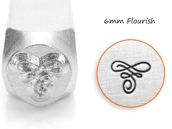 Florish A 6mm Decorative Scroll Design, Impression ART, Metal Jewelry Stamptins Tool - SC1511-A-6mm - BeadPrism