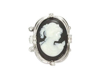 Load image into Gallery viewer, Cameo Clasp 3 Strand Silver Plated with Crystal 30x24mm, Made in Germany, Designer Clasp - CLSP57SP - BeadPrism