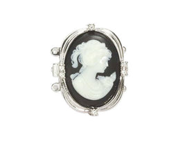Cameo Clasp 3 Strand Silver Plated with Crystal 30x24mm, Made in Germany, Designer Clasp - CLSP57SP - BeadPrism