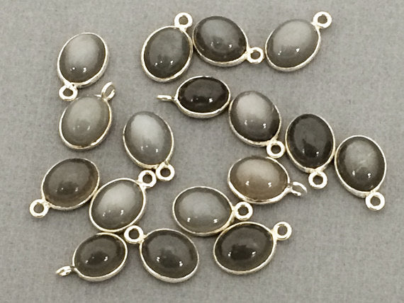 Grey Moonstone Bezel Pendant, 925 Sterling Silver Bezel, 14x9mm Gemstone - SLB102 - BeadPrism