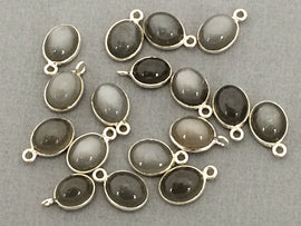 Grey Moonstone Bezel Pendant, 925 Sterling Silver Bezel, 14x9mm Gemstone - SLB102 - BeadPrism