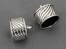 Load image into Gallery viewer, 2 Kumihimo Caps Bail, Large End Caps 16mm w/14mm Inner Diameter Silver Plated Pewter Caps -PBF351 - BeadPrism
