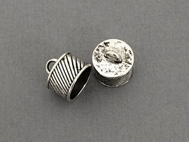 2 Kumihimo Caps Bail, Large End Caps 16mm w/14mm Inner Diameter Silver Plated Pewter Caps -PBF351 - BeadPrism