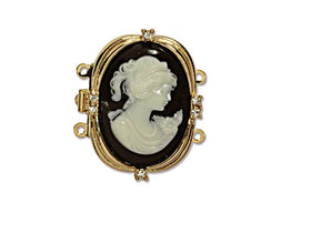 Cameo Clasp 3 Strand Gold Plated with Crystal 30x24mm, Made in Germany, Designer Clasp - CL024GP - BeadPrism