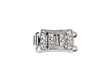 Load image into Gallery viewer, 2 Strand Clasp Silver Plated with Crystal 18x10mm, Made in Germany, Designer Clasps - BBF024SP-2 - BeadPrism