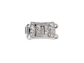 2 Strand Clasp Silver Plated with Crystal 18x10mm, Made in Germany, Designer Clasps - BBF024SP-2 - BeadPrism