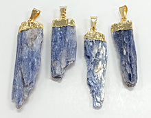 Load image into Gallery viewer, Raw Blue Kyanite Pendant with Gold Electro Plated Cap - DP5Kyanite 1 - BeadPrism