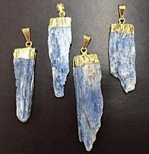Load image into Gallery viewer, Raw Blue Kyanite Pendant with Gold Electro Plated Cap - DP5Kyanite 1 - BeadPrism