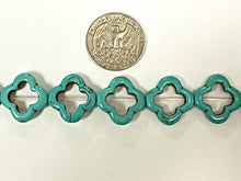 Load image into Gallery viewer, 20mm Turquoise Blue Howlite Quatrefoil 4 Leaf Clover Gemstone Beads 16 Inch strand -  SMAG021 - BeadPrism