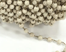 Load image into Gallery viewer, 40% OFF 3 Foot Ivory White Howlite 8mm Beaded Rosary Chain by foot - White Rosary Chain Gold CH227 - BeadPrism