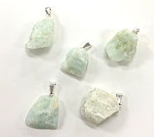 Load image into Gallery viewer, Raw Aquamarine Silver Bail Pendant, Freeform Crystal Point Pendant, 1" Aquamarine Nugget - DP5-Aqua - BeadPrism