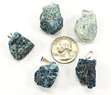 Load image into Gallery viewer, Raw Apatite Silver Bail Pendant Freeform Crystal Point Pendant 1 Inch Apatite Nugget - DP5-Apatite - BeadPrism