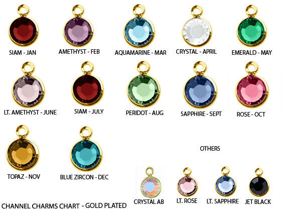 Swarovski Crystal Birthstone Charm Gold Plated Bezel Set Any Month 6mm choose yes/no Jump Ring  CC6G - BeadPrism