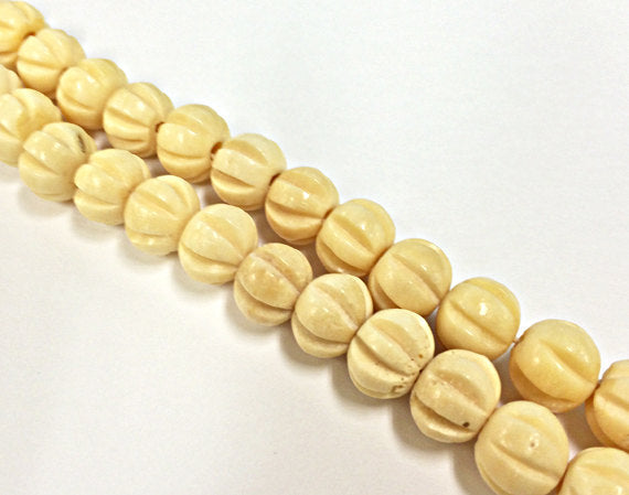 70 pc  12mm Carved Cream Natural Bone Spacer Beads, Tribal,  Ethnic - B131C - BeadPrism