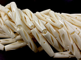 23 Pcs Carved Hairpipe Ivory/White color Bone Spacer Beads, Tribal,  Ethnic - B14W - BeadPrism