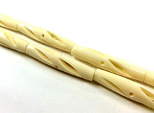 Load image into Gallery viewer, 23 Pcs Carved Hairpipe Ivory/White color Bone Spacer Beads, Tribal,  Ethnic - B14W - BeadPrism