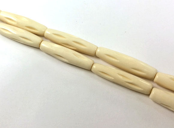 23 Pcs Carved Hairpipe Ivory/White Color Bone Spacer Beads,Tribal, Ethnic, Wholesale - B8W - BeadPrism