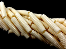 29Pcs Natural Bone Spacer Beads, Carved Hairpipe Ivory White Tribal Ethnic Bead Strand - B10W - BeadPrism
