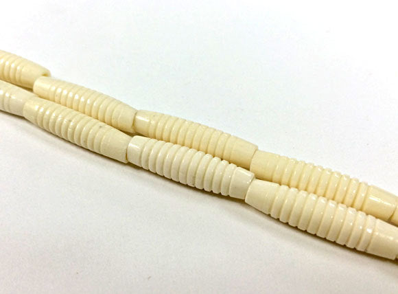 29Pcs Natural Bone Spacer Beads, Carved Hairpipe Ivory White Tribal Ethnic Bead Strand - B10W - BeadPrism