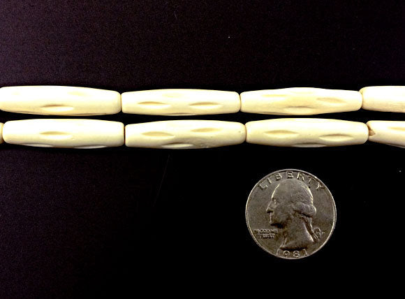 23 Pcs Carved Hairpipe Ivory/White Color Bone Spacer Beads,Tribal, Ethnic, Wholesale - B8W - BeadPrism