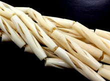 Load image into Gallery viewer, 23 Pcs Carved Hairpipe Ivory/Cream Color Bone Spacer Beads, Tribal, Ethnic, Wholesale - B13C - BeadPrism