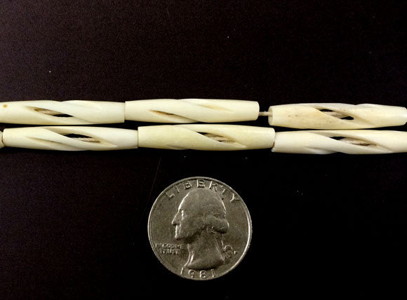 23 Pcs Carved Hairpipe Ivory/Cream Color Bone Spacer Beads, Tribal, Ethnic, Wholesale - B13C - BeadPrism