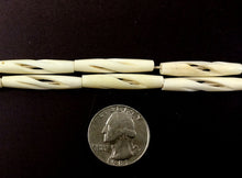 Load image into Gallery viewer, 23 Pcs Carved Hairpipe Ivory/Cream Color Bone Spacer Beads, Tribal, Ethnic, Wholesale - B13C - BeadPrism