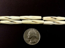 23 Pcs Carved Hairpipe Ivory/Cream Color Bone Spacer Beads, Tribal, Ethnic, Wholesale - B13C - BeadPrism