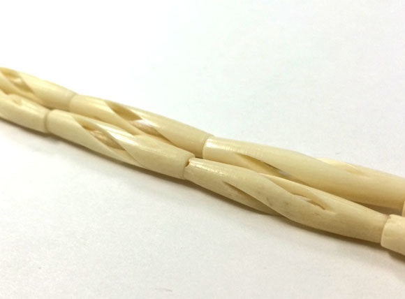 23 Pcs Carved Hairpipe Ivory/Cream Color Bone Spacer Beads, Tribal, Ethnic, Wholesale - B13C - BeadPrism