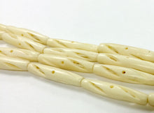 Load image into Gallery viewer, 23 Pcs Carved Hairpipe Ivory/Cream Color Bone Spacer Beads,Tribal, Ethnic, Wholesale - B14C - BeadPrism