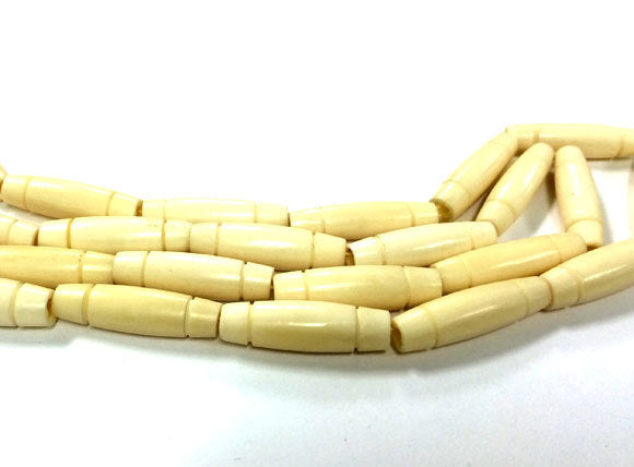 29 Pcs Carved Hairpipe Ivory/Cream Color Bone Spacer Beads,Tribal, Ethnic, Wholesale - B135C - BeadPrism